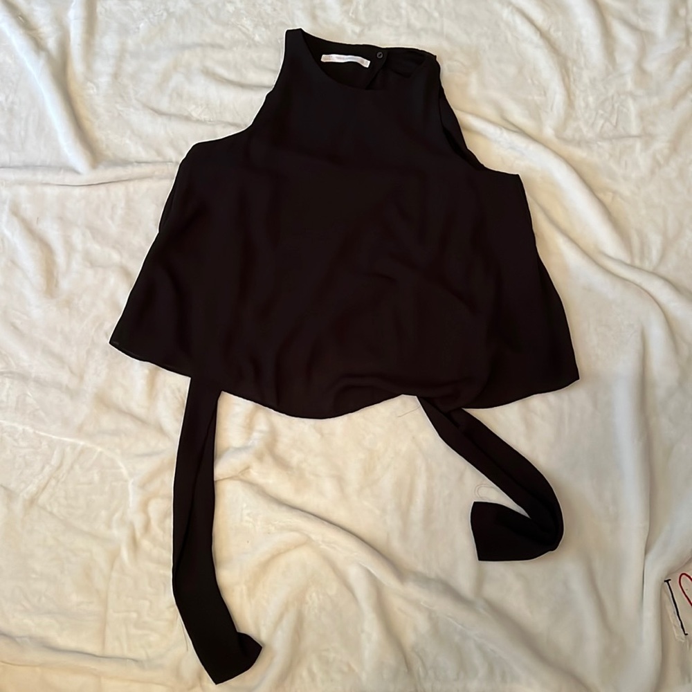 Black sleevless tank with tie back size M Zara